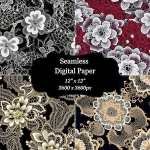 Seamless Lace Digital Paper Lace Seamless Patterns Lace Scrapbook Pages Seamless Backdrop Lace Background Scrapbook Lace Paper Craft Kit