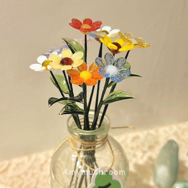 Glass Daisy in Various Color, Cute Daisy Figurine, Handmade Glass Flower, Unique Mother's Day Gift