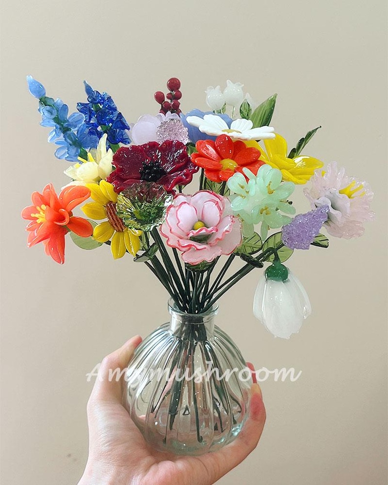 Custom Glass Birth Flowers, Glass Birth Month Flowers, Glass Carnation ...