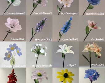 Benutzerdefinierte Glas Geburtsblumen, Glas Geburtsmonat Blumen, Glas Nelke, Glasmohn, Geburtstag Blumen, Weihnachtsgeschenk für Sie, Mutter, Oma