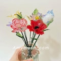 Glass Birth Flowers with Stem, Glass Flower-Poppy, Carnation, Aster, Cosmos, Honeysuckle, Water Lily, Glass Sculpture, Mother's Day Gift