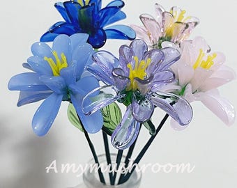 Handmade Glass Chrysanthemum, November Birth Flower, Birthday Keepsake Gift for Her, Unique Floral Home Decor