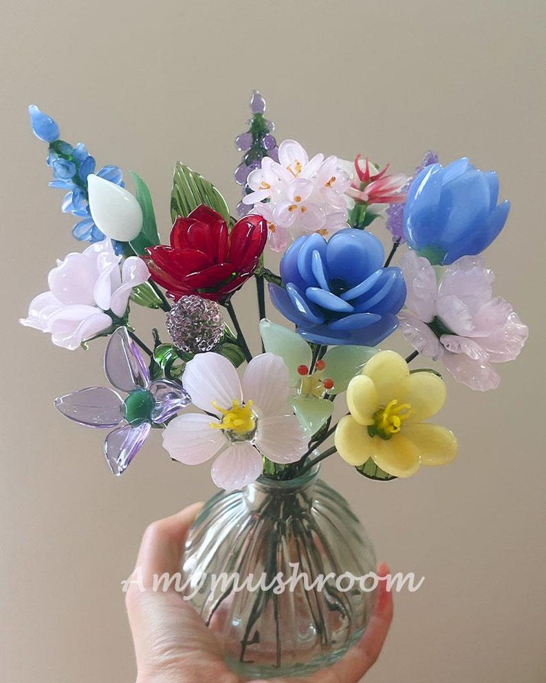Custom Glass Birth Flowers, Glass Birth Month Flowers, Glass Carnation ...