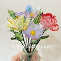 Glass Birth Month Flowers, Handmade Glass Birth Flowers, Carnation, Iris, Daffodil,Daisy, Lily, Larkspur,Aster,Poppy,Christmas Gift for Her