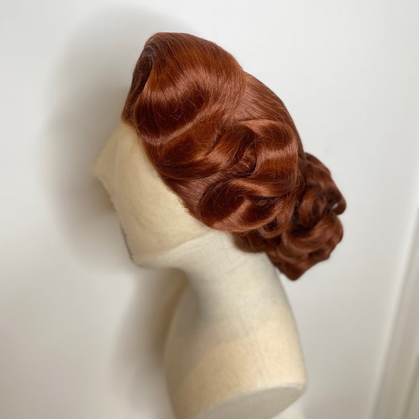 red history side Wave updo wig