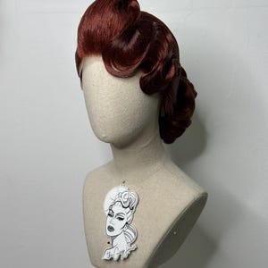 red history side Wave back bun Wig