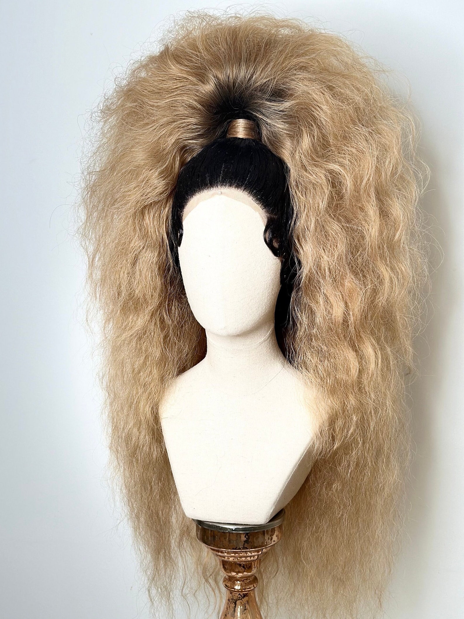 Big 80s Wig Blond Ponytail Dark Roots - Etsy