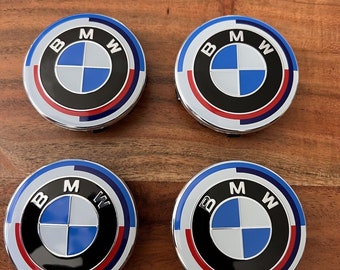 4X BMW 56 mm 50 years M emblems hub caps wheel cover