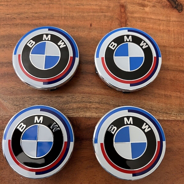 4X BMW 56 mm 50 years M emblems hub caps wheel cover