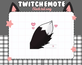 ANIMATED Black Tail Wag Twitch Discord Streamer Emote | cute, kawaii, wolf, fox, cat, animal, kemonomimi, neko