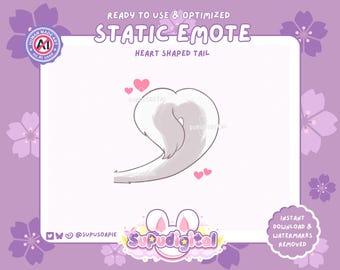 Furry Tail Twitch Emote: Heart Love Static Emotes, Discord/Youtube Emoji for Streamers & Vtubers