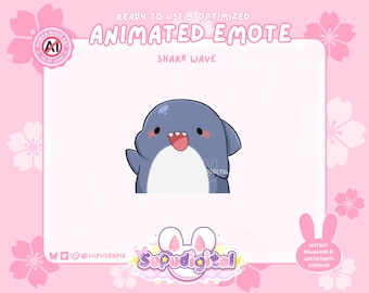 Animated Shark Twitch Emote: Kawaii Wave Hello Emotes, Discord/Youtube/Kick Emoji GIF Streamers Vtubers
