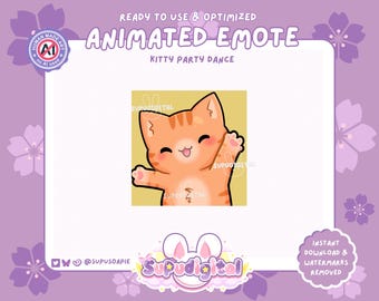 Orange Cat Dance Twitch Emote Funny Party Animated Emotes: Discord/Youtube/Kick Emoji Streamer