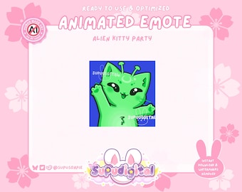 Alien Cat Dance Twitch Emote Funny Party Meme GleepGlorp Animated Emotes: Discord Emoji Streamers
