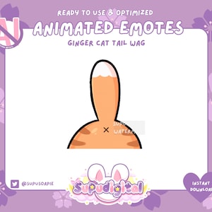 ANIMATED Cat Emote Ginger booty Tail Wag | Twitch Discord Streamer Vtuber