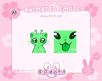 Alien Cat Lick Twitch Emote Animated GleebGlorb Funny Meme Emotes: Discord/Youtube Emoji Streamer