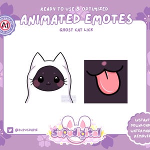 ANIMOWANA HALLOWEEN Twitch Emotka, Emotka Ducha Kota, Słodka Czarna Emotka Kota, Emotka Lizania | Discord Youtube Kick Streamer Emoji Emoticon GIF