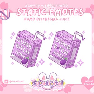 Zabawny Twitch Emote Meme Głupia suka Sok Emote, Bakłażan Emote | Naklejka Discord Youtube GIF Kick Emoji