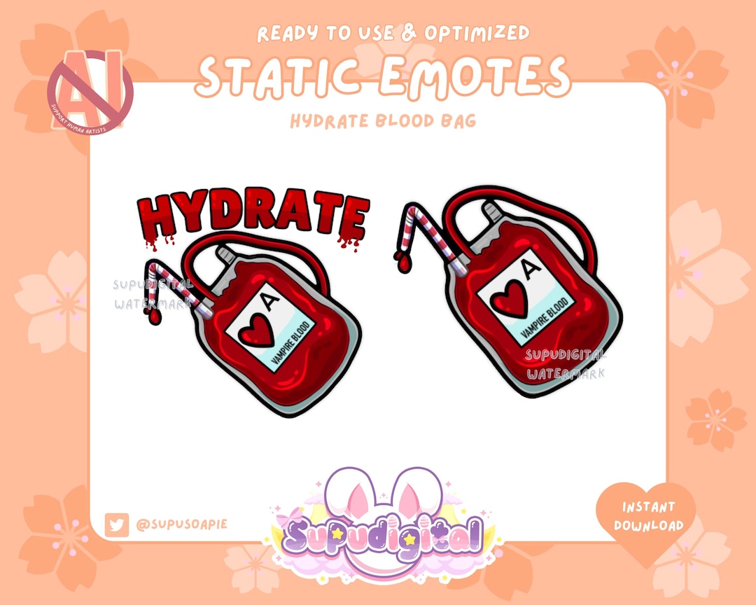 HALLOWEEN Twitch Emote, Hydrate Blood Bag Emote, Funny Goth Witch Vampire Emote | Discord, Twitch Youtube Kick Emoji for Streamer & Vtuber - Etsy South Korea
