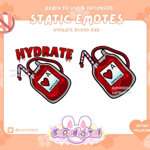 HALLOWEEN Twitch-emote, bloedzak-emote hydrateren, grappige goth-heks vampier-emote | Discord, Twitch Youtube kick-emoji voor streamer en Vtuber