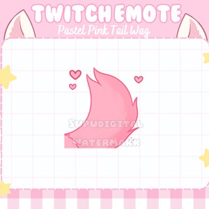 ANIMATED Pastel Pink Tail Wag Twitch Discord Streamer Emote | cute, kawaii, wolf, fox, cat, animal, kemonomimi, neko
