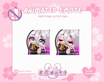 ANIMATED Witch Goth Girl Emote Sip Tea / Coffee Emote PLUS Static variation | Twitch Discord Streamer Gamer