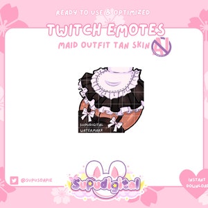 Cute Maid Twitch Emote, Black Maid Emote, Tan Girl Emote, Lewd Thighs Emote | Twitch Discord Streamer Emoji