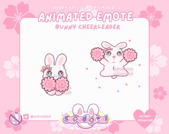 Cheer Hype Celebrate POG Twitch Emote Kawaii Animated Bunny Emotes: Discord/Youtube/Kick Emoji for Streamers