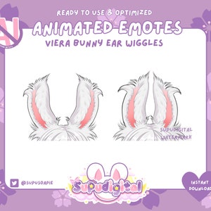 ANIMATED Emote White Bunny Ear Wiggle | Twitch Discord Streamer