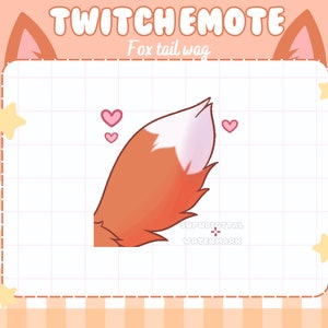 ANIMATED Orange Tail Wag Twitch Discord Streamer Emote | cute, kawaii, wolf, cat, animal, kemonomimi, neko