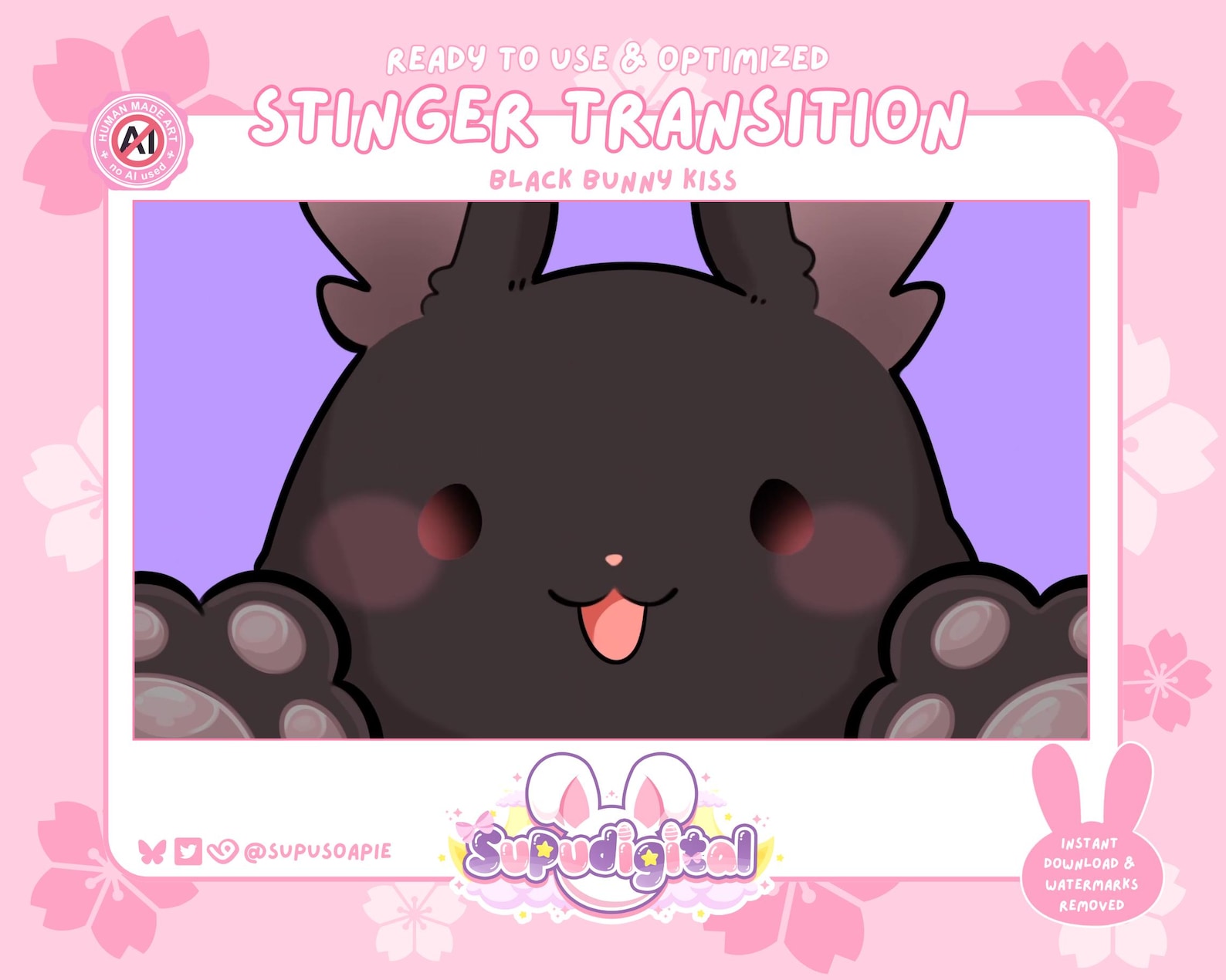 Twitch Stinger Stream Transition Bunny Kiss White Rabbit Animated ...
