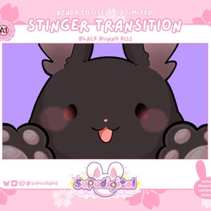 Twitch Stinger Stream Transition Bunny Kiss White Rabbit Animated Overlay: OBS Streamlabs Streamer Asset