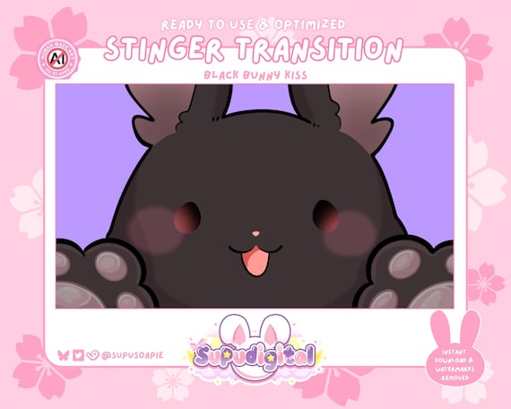 Twitch Stinger Stream Transition Bunny Kiss White Rabbit Animated Overlay: OBS Streamlabs Streamer Asset