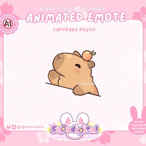Cute Capybara Twitch Emote, Capybara Bongo Cat ANIMATED Emote, Kawaii Guinea Pig Emote, Discord Youtube Kick Streamer Emote Emoji