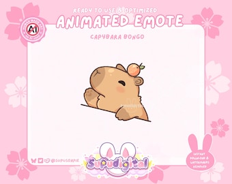 Cute Capybara Twitch Emote, Capybara Bongo Cat ANIMATED Emote, Kawaii Guinea Pig Emote, Discord Youtube Kick Streamer Emote Emoji
