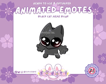 Twitch Animated Emote, Gremlin Black Cat Funny Meme Blink, Discord & YouTube Streamer Emoji