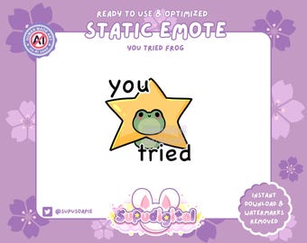 Funny Twitch Emote You Tied Star Meme Kawaii Frog: Static Discord/Youtube/Kick Emoji for Streamers