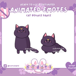 Emote Dance ANIMATA del gatto della luna nera / Streamer di Twitch Discord Youtube / carino, kawaii, animale, neko, gatto della luna