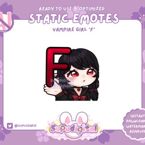 ANIMATED Vampire Girl Twitch Emote, F Sub Emote, Halloween Gamer Witch Goth Girl Emote | Discord Tiktok Kick Youtube Streamer Emoji