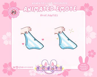 Blue Panties Twitch Emote, Lewd Underwear Emote, Cute ANIMATED Emote, Kawaii Discord Emoji, Gamer Egirl Emote | Emote for Stream and Vtubers