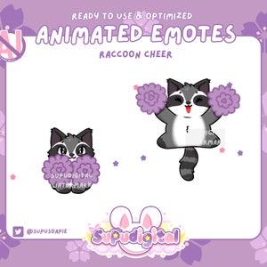 GEANIMEERDE Twitch Emote Wasbeer Prullenbak Panda Cheer Hype Vier schattige heks Goth | Discord-sticker, kick-emoji voor streamer