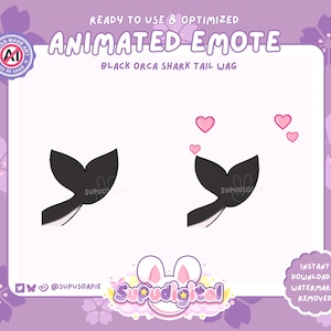 Cute Shark Twitch Emote, ANIMATED Tail Wag Emote, Orca Sea Ocean Emote | Cute Discord Stickers, Youtube Kick Emojis for Streamers and Vtuber