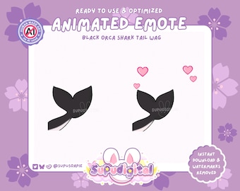 Cute Shark Twitch Emote, ANIMATED Tail Wag Emote, Orca Sea Ocean Emote | Cute Discord Stickers, Youtube Kick Emojis for Streamers and Vtuber