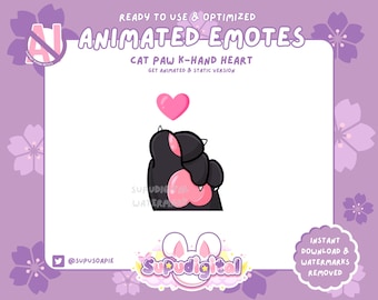 Korean Hand Heart Twitch Emote, Cute Cat Heart Emote, Kawaii ANIMATED Twitch Emote, Stream Alert, Discord Youtube Kick Emoji Streamer Vtuber