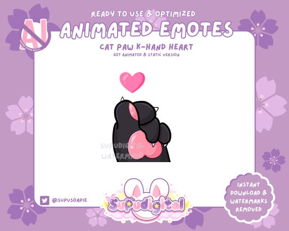 Korean Hand Heart Twitch Emote, Cute Cat Heart Emote, Kawaii ANIMATED Twitch Emote, Stream Alert, Discord Youtube Kick Emoji Streamer Vtuber
