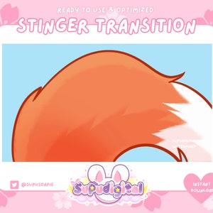 Twitch Stinger for Streaming - Fox Orange Tail - Animated Stream Transition | Kick, OBS, Stream Assets, cat, fox, YouTube