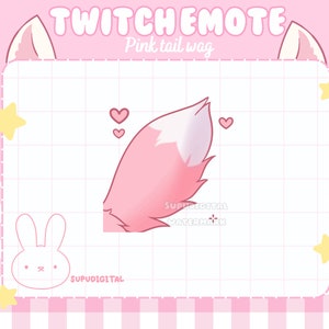 ANIMATED Twitch Emote Pink Tail Wag | Discord Sticker, Pastel Pink, Kick Emoji for Streamers, Vtuber Asset, wolf, fox, cat, animal
