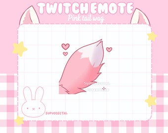 ANIMATED Twitch Emote Pink Tail Wag | Discord Sticker, Pastel Pink, Kick Emoji for Streamers, Vtuber Asset, wolf, fox, cat, animal