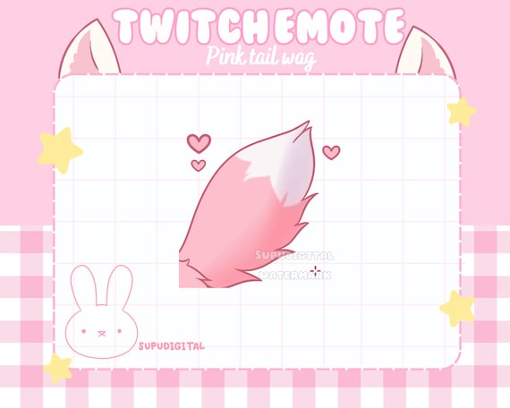 ANIMATED Twitch Emote Pink Tail Wag | Discord Sticker, Pastel Pink, Kick Emoji for Streamers, Vtuber Asset, wolf, fox, cat, animal
