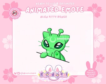 Alien Cat Bongo Twitch Emote Animated GleebGlorb Funny Meme Emotes: Discord/Youtube/Kick Emoji for Streamers